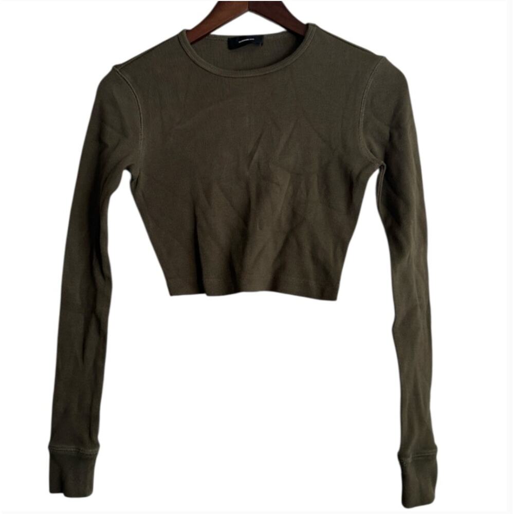 Wardrobe.NYC Green Long Sleeve Crop Top Sz XS - Picture 2 of 5